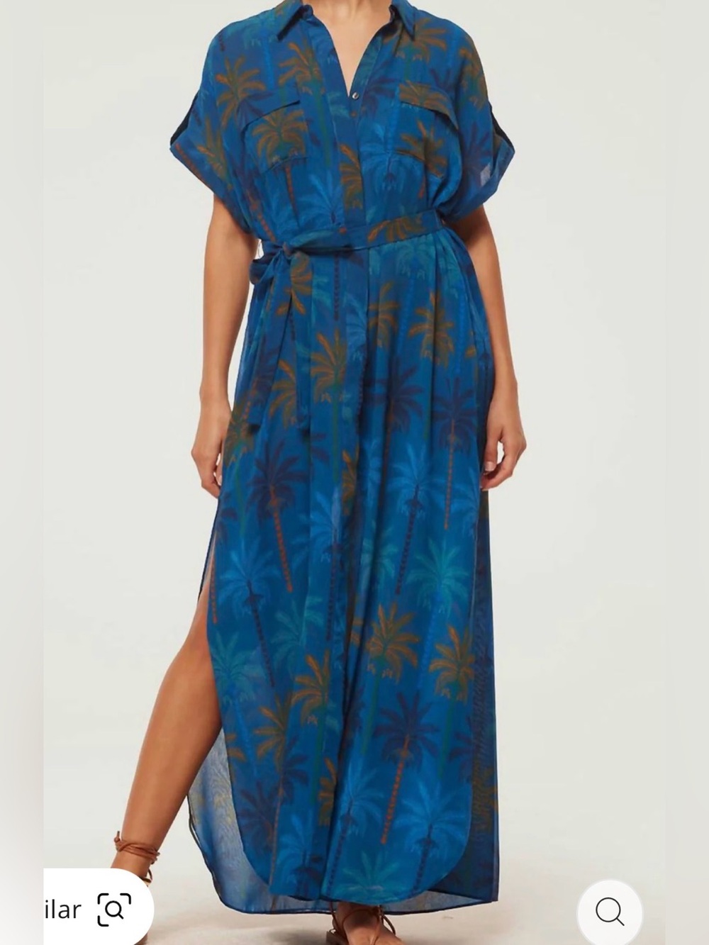 Misa Los Angeles Lou Dress In Cobalt Palms